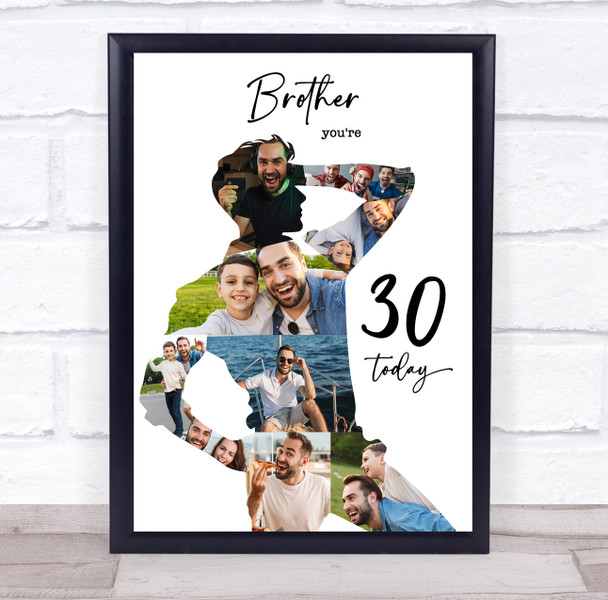 Photo Collage 30th Birthday Custom Gift For Brother 9-Photo Man Print Or Canvas Photo Collage 30th Birthday Custom Gift For Brother 9-Photo Man Print Or Canvas