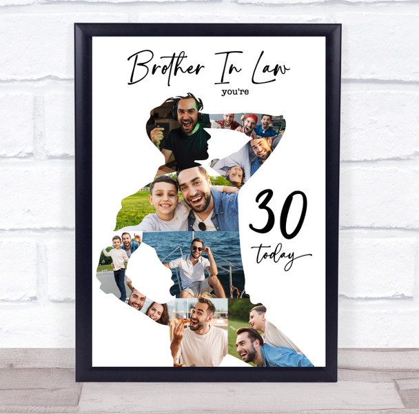 Photo Collage 30th Birthday Gift For Brother-In-Law 9-Photo Man Print Or Canvas