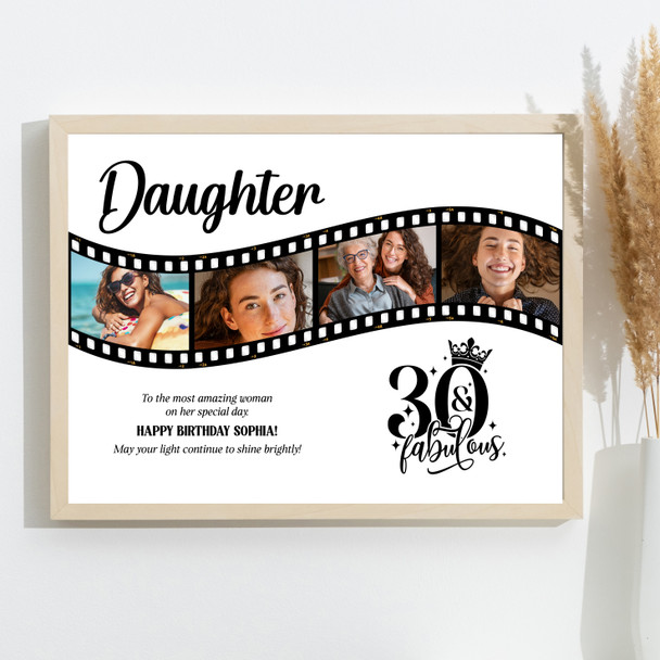 Photo Collage 30th Birthday Gift For Daughter 4-Photo Film Reel Print Or Canvas Photo Collage 30th Birthday Gift For Daughter 4-Photo Film Reel Print Or Canvas
