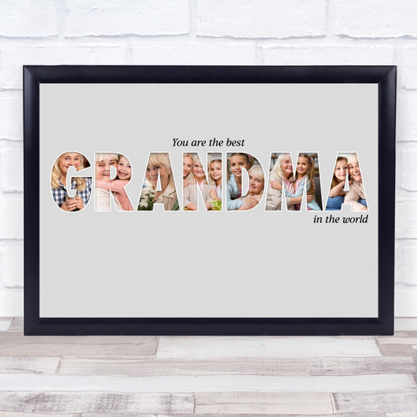 Photo Collage Grey 7-Photo Custom Gift For Grandma Any Occasion Print Or Canvas