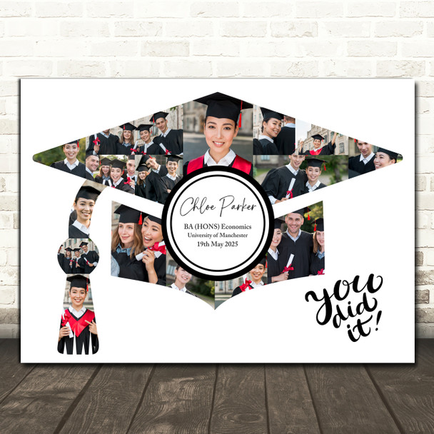 Photo Collage Graduation Gift For Student 17-Photo Graduate Hat Print Or Canvas