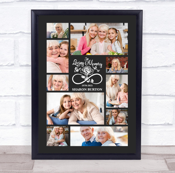 Photo Collage Memorial Gift For Anyone 10-Photo Infinity Black Print Or Canvas