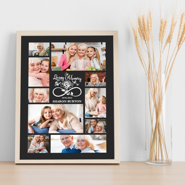 Photo Collage Memorial Gift For Anyone 10-Photo Infinity Black Print Or Canvas