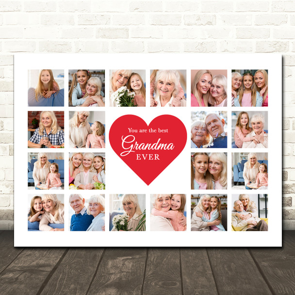 Photo Collage Gift For Grandma Mother's Day 20-Photo Red Heart Print Or Canvas Photo Collage Gift For Grandma Mother's Day 20-Photo Red Heart Print Or Canvas