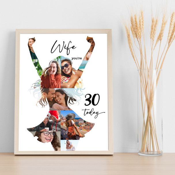 Photo Collage 30th Birthday Custom Gift For Wife 9-Photo Women Print Or Canvas