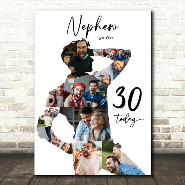 Photo Collage 30th Birthday Custom Gift For Nephew 9-Photo Man Print Or Canvas
