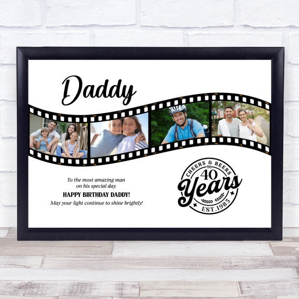 Photo Collage 40th Birthday Gift For Daddy 4-Photo Camera Film Print Or Canvas Photo Collage 40th Birthday Gift For Daddy 4-Photo Camera Film Print Or Canvas