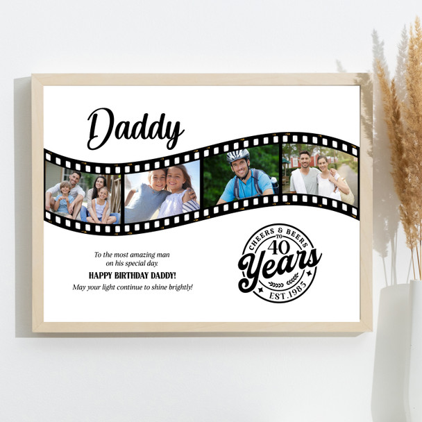 Photo Collage 40th Birthday Gift For Daddy 4-Photo Camera Film Print Or Canvas Photo Collage 40th Birthday Gift For Daddy 4-Photo Camera Film Print Or Canvas