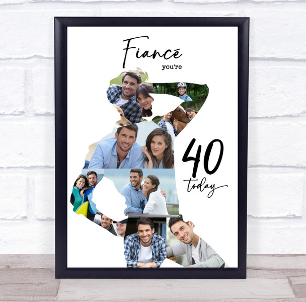 Photo Collage 40th Birthday Custom Gift For Fiancé 9-Photo Man Print Or Canvas