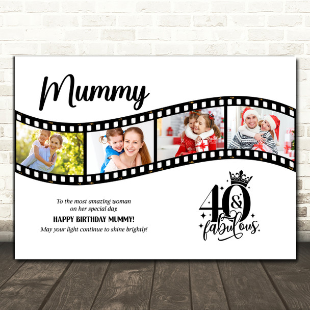 Photo Collage 40th Birthday Gift For Mummy 4-Photo Camera Film Print Or Canvas Photo Collage 40th Birthday Gift For Mummy 4-Photo Camera Film Print Or Canvas