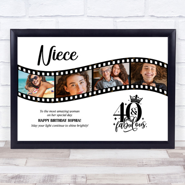 Photo Collage 40th Birthday Gift For Niece 4-Photo Camera Film Print Or Canvas