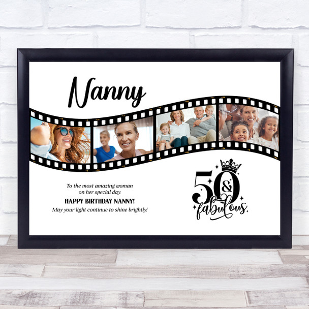 Photo Collage 50th Birthday Gift For Nanny 4-Photo Camera Film Print Or Canvas Photo Collage 50th Birthday Gift For Nanny 4-Photo Camera Film Print Or Canvas