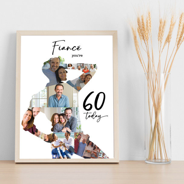 Photo Collage 60th Birthday Custom Gift For Fiancé 9-Photo Man Print Or Canvas
