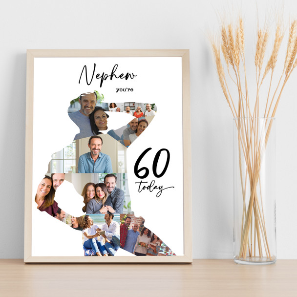 Photo Collage 60th Birthday Custom Gift For Nephew 9-Photo Man Print Or Canvas