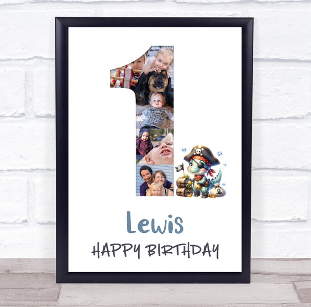 Photo Collage 6-Photo 1st Birthday Gift For Boys Cute Dinosaur Print Or Canvas