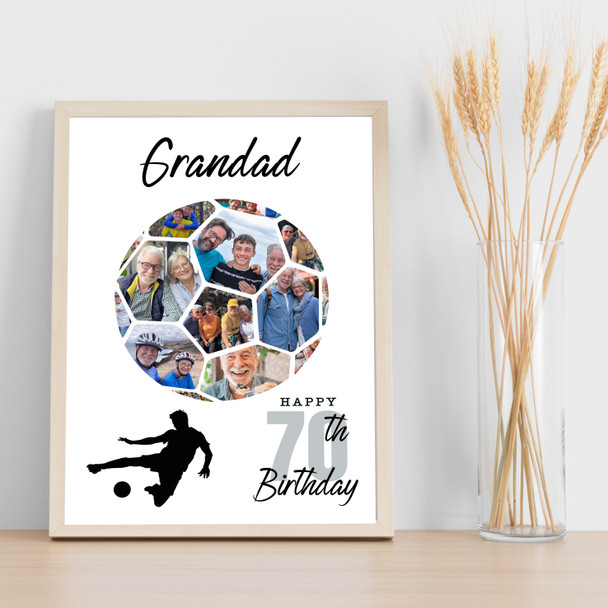 Photo Collage 70th Birthday Gift For Grandad 14-Photo Football Print Or Canvas