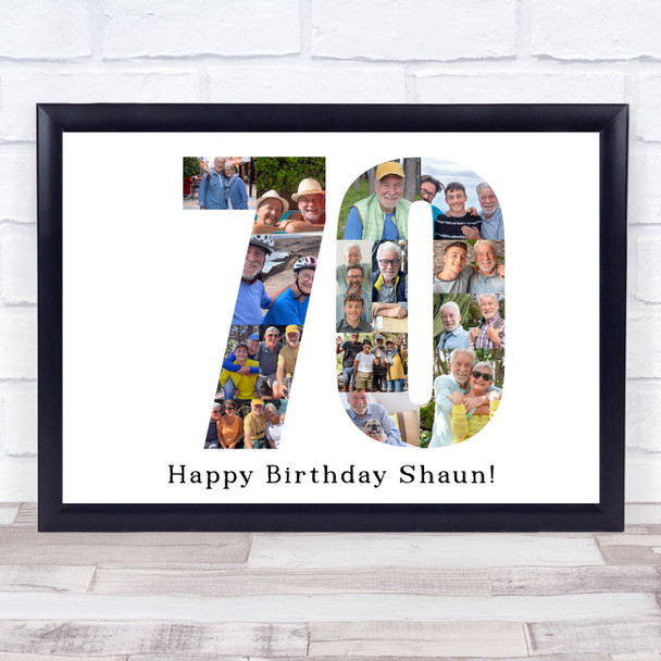 Photo Collage 70th Birthday Gift For Him 16-Photo 70 Landscape Print Or Canvas