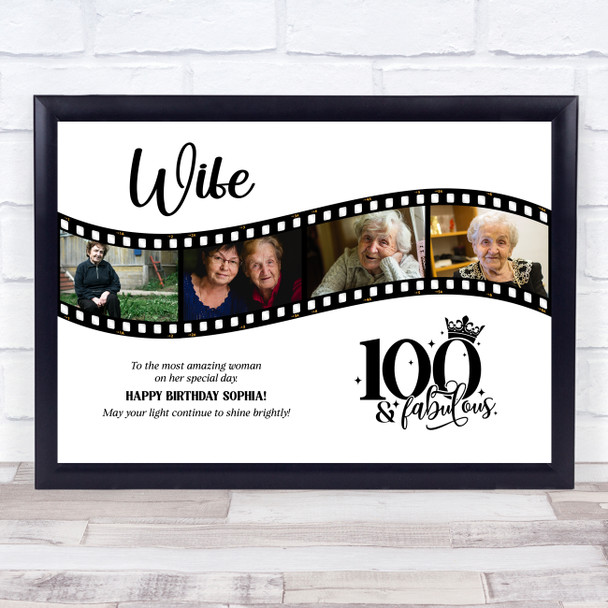 Photo Collage 100th Birthday Gift For Wife 4-Photo Camera Film Print Or Canvas Photo Collage 100th Birthday Gift For Wife 4-Photo Camera Film Print Or Canvas