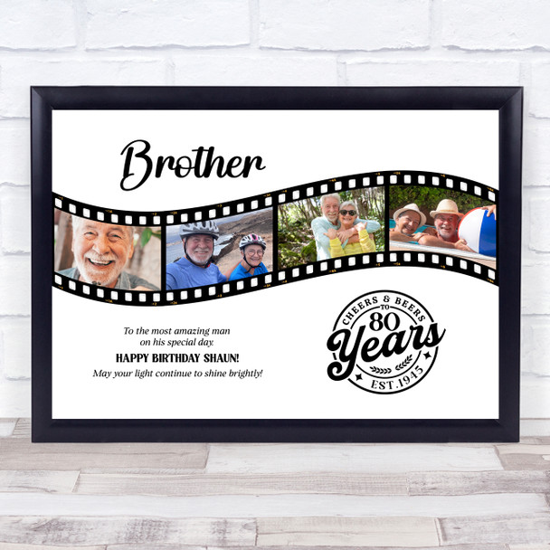Photo Collage 80th Birthday Gift For Brother 4-Photo Film Reel Print Or Canvas Photo Collage 80th Birthday Gift For Brother 4-Photo Film Reel Print Or Canvas