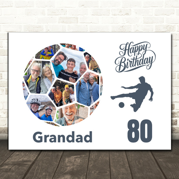 Photo Collage 80th Birthday Gift For Grandad 14-Photo Football Print Or Canvas Photo Collage 80th Birthday Gift For Grandad 14-Photo Football Print Or Canvas
