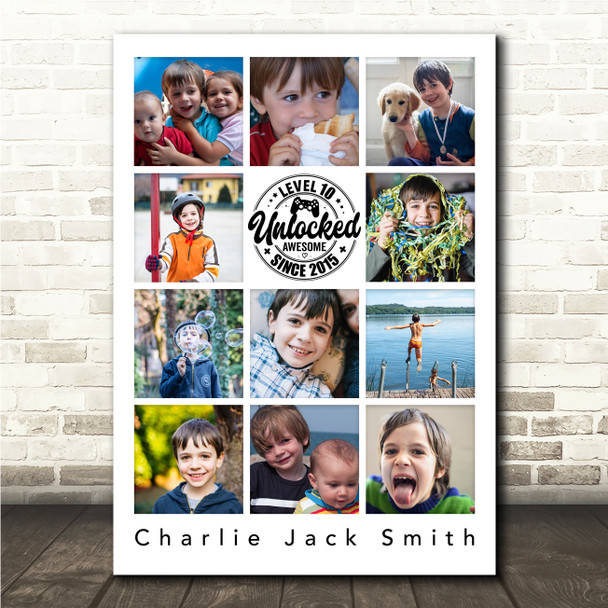 Photo Collage 11-Photo 10th Birthday Custom Gift For Kids Boys Print Or Canvas Photo Collage 11-Photo 10th Birthday Custom Gift For Kids Boys Print Or Canvas