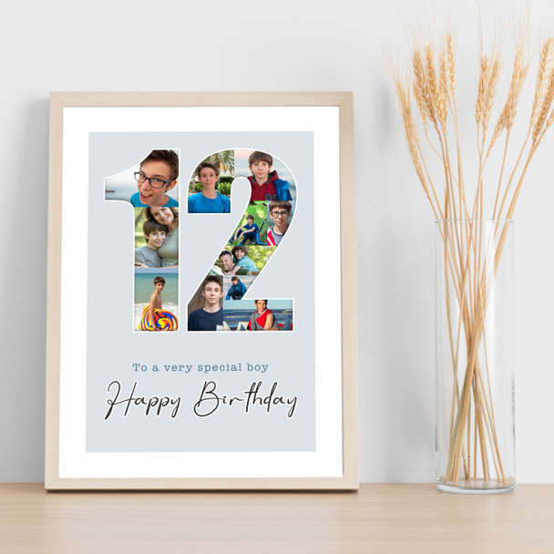 Photo Collage 11-Photo 12th Birthday Custom Gift For Boys Blue Print Or Canvas Photo Collage 11-Photo 12th Birthday Custom Gift For Boys Blue Print Or Canvas