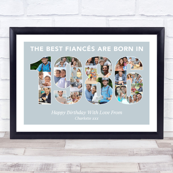 Photo Collage Blue Birthday Gift For Fiance 22-Photo Year 1986 Print Or Canvas