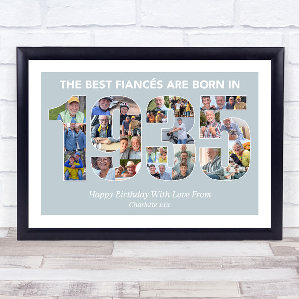 Photo Collage Blue Birthday Gift For Fiance 24-Photo Year 1935 Print Or Canvas