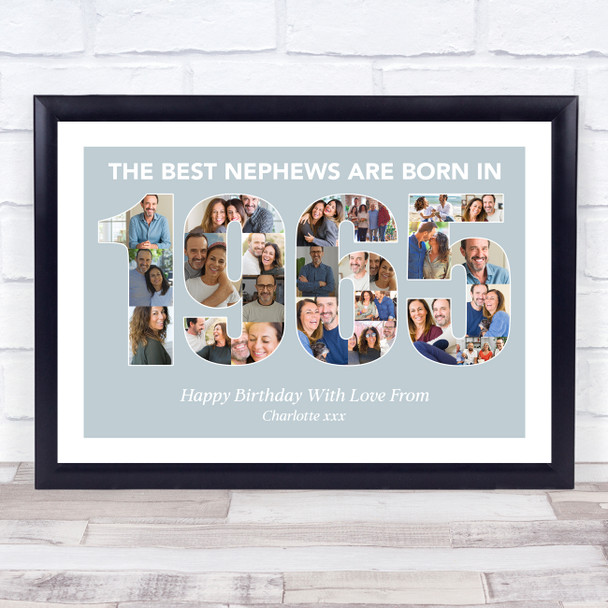 Photo Collage Blue Birthday Gift For Nephew 24-Photo Year 1965 Print Or Canvas Photo Collage Blue Birthday Gift For Nephew 24-Photo Year 1965 Print Or Canvas
