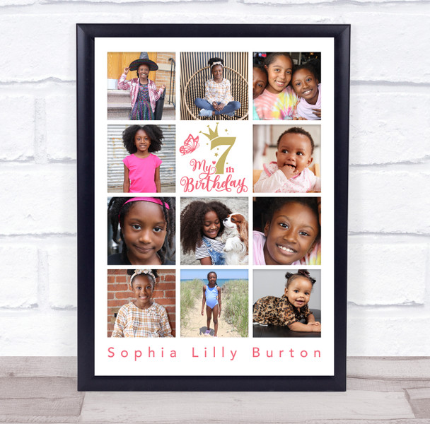 Photo Collage 11-Photo 7th Birthday Custom Gift For Kids Girls Print Or Canvas Photo Collage 11-Photo 7th Birthday Custom Gift For Kids Girls Print Or Canvas