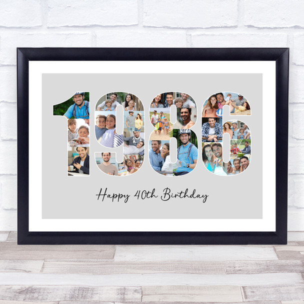 Photo Collage Grey Birthday Gift For Anyone 22-Photo Year 1986 Print Or Canvas Photo Collage Grey Birthday Gift For Anyone 22-Photo Year 1986 Print Or Canvas