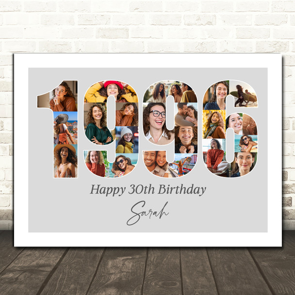 Photo Collage Grey Birthday Gift For Anyone 22-Photo Year 1996 Print Or Canvas Photo Collage Grey Birthday Gift For Anyone 22-Photo Year 1996 Print Or Canvas