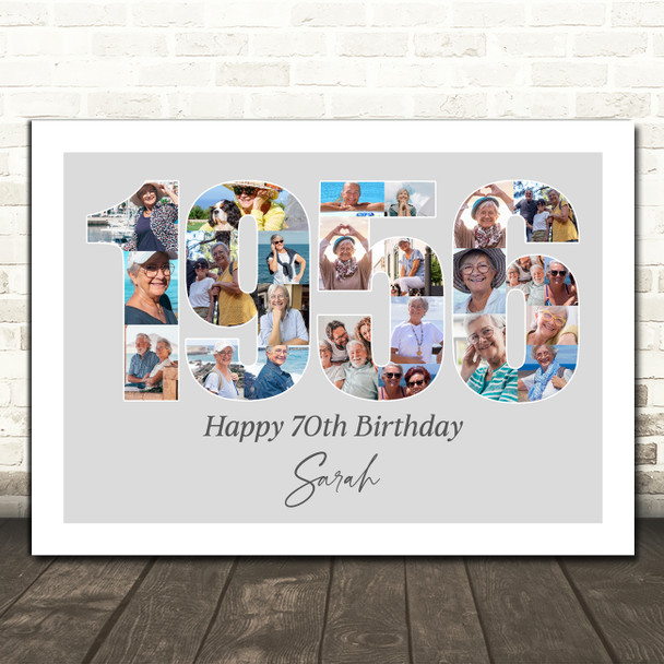 Photo Collage Grey Birthday Gift For Anyone 23-Photo Year 1956 Print Or Canvas Photo Collage Grey Birthday Gift For Anyone 23-Photo Year 1956 Print Or Canvas
