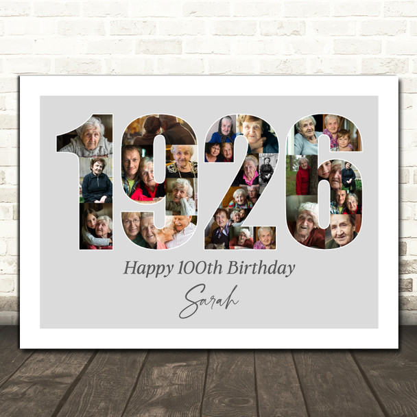 Photo Collage Grey Birthday Gift For Anyone 26-Photo Year 1926 Print Or Canvas Photo Collage Grey Birthday Gift For Anyone 26-Photo Year 1926 Print Or Canvas