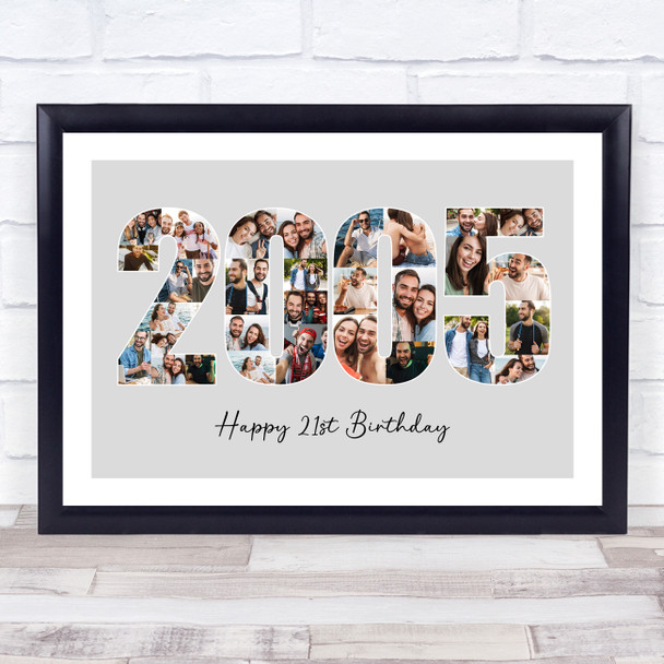 Photo Collage Grey Birthday Gift For Anyone 33-Photo Year 2005 Print Or Canvas