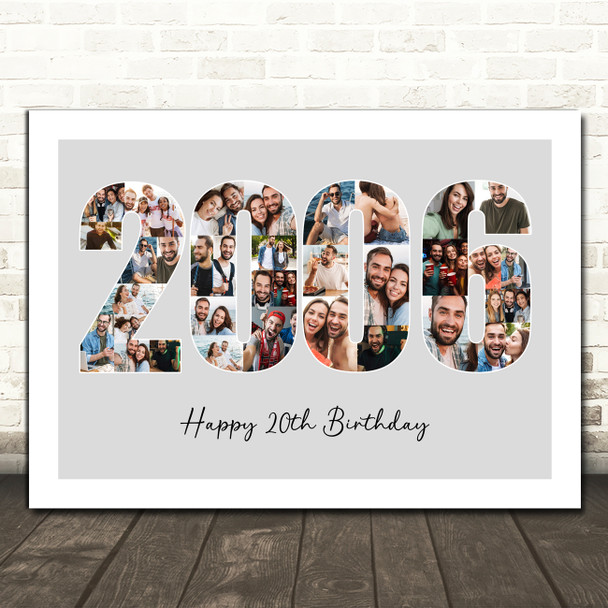 Photo Collage Grey Birthday Gift For Anyone 34-Photo Year 2006 Print Or Canvas