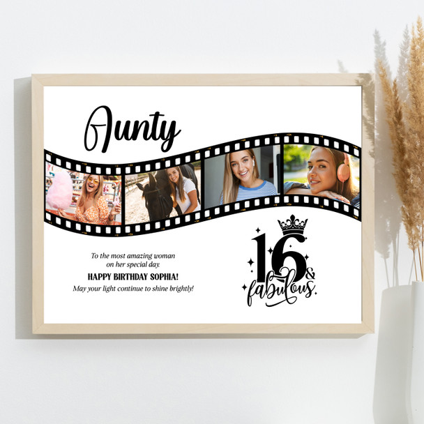 Photo Collage 16th Birthday Gift For Aunty 4-Photo Camera Film Print Or Canvas Photo Collage 16th Birthday Gift For Aunty 4-Photo Camera Film Print Or Canvas