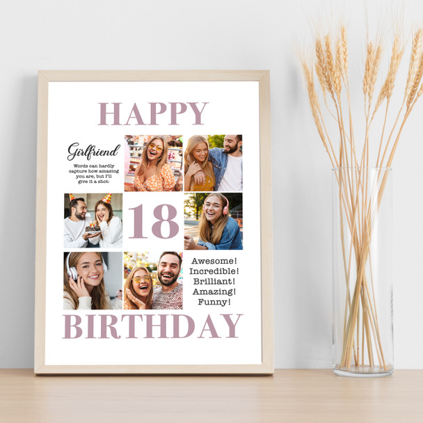 Photo Collage 18th Birthday Custom Gift For Girlfriend 6-Photo Print Or Canvas