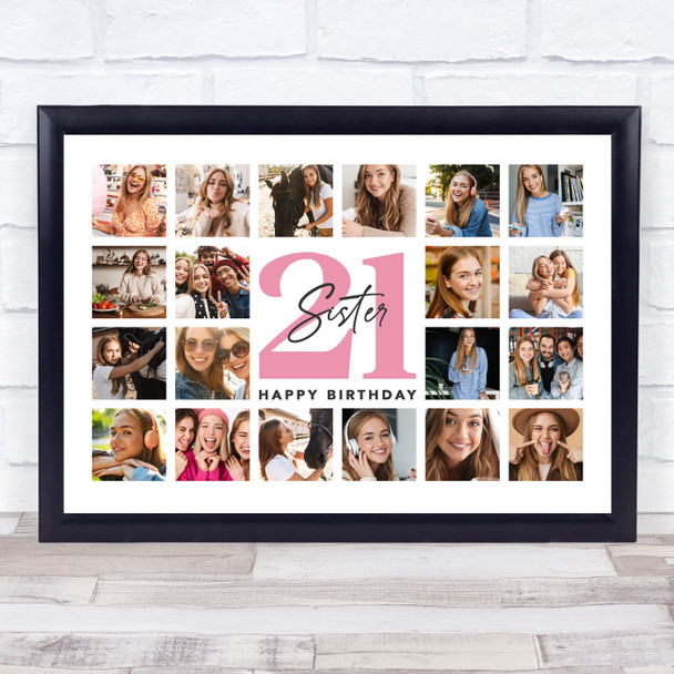 Photo Collage 21st Birthday Gift For Sister 20-Photo Landscape Print Or Canvas Photo Collage 21st Birthday Gift For Sister 20-Photo Landscape Print Or Canvas