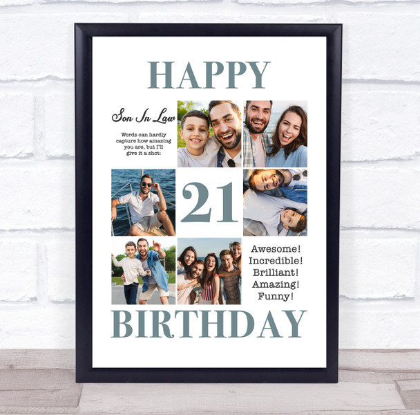 Photo Collage 21st Birthday Custom Gift For Son-In-Law 6-Photo Print Or Canvas Photo Collage 21st Birthday Custom Gift For Son-In-Law 6-Photo Print Or Canvas