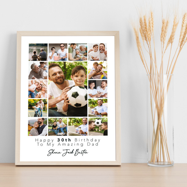 Photo Collage 30th Birthday Custom Gift For Dad 15-Photo White Print Or Canvas Photo Collage 30th Birthday Custom Gift For Dad 15-Photo White Print Or Canvas