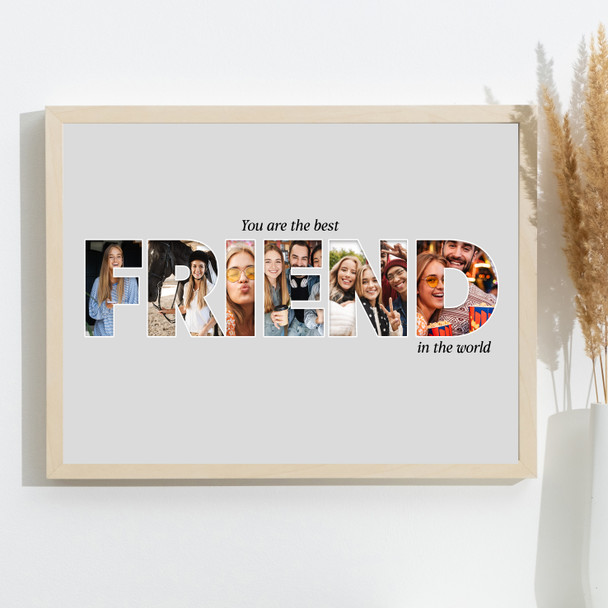 Photo Collage Grey 6-Photo Custom Gift For Friend Any Occasion Print Or Canvas