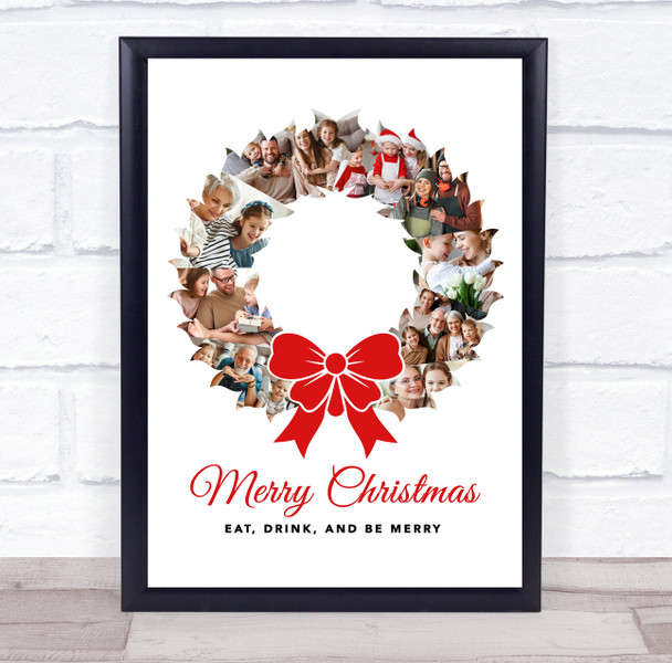 Photo Collage Christmas Gift For Anyone 9-Photo Wreath Red Bow Print Or Canvas Photo Collage Christmas Gift For Anyone 9-Photo Wreath Red Bow Print Or Canvas
