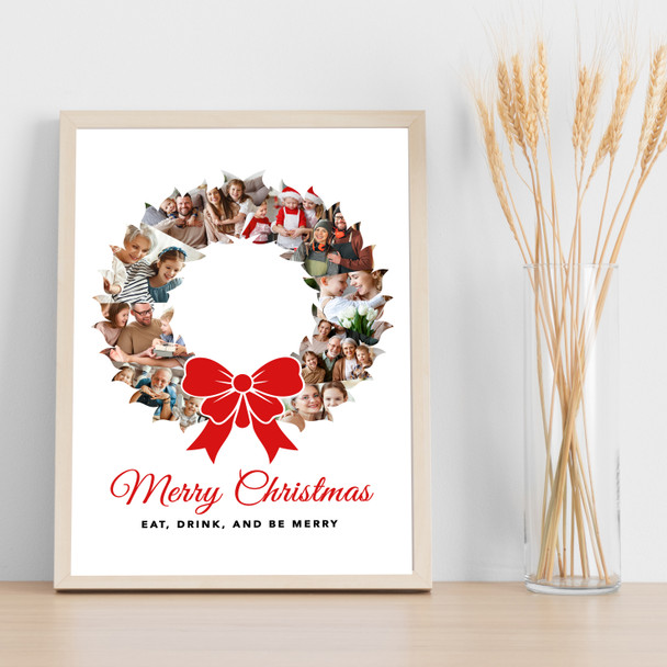 Photo Collage Christmas Gift For Anyone 9-Photo Wreath Red Bow Print Or Canvas Photo Collage Christmas Gift For Anyone 9-Photo Wreath Red Bow Print Or Canvas