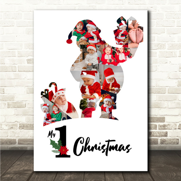 Photo Collage First Christmas Custom Gift 11-Photo Santa Claus Print Or Canvas