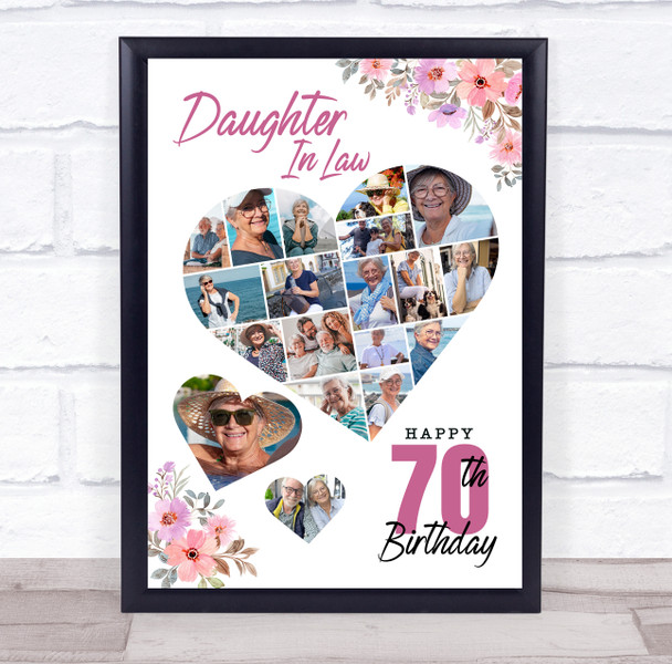 Photo Collage 70th Birthday Gift For Daughter-In-Law 19-Photo Print Canvas