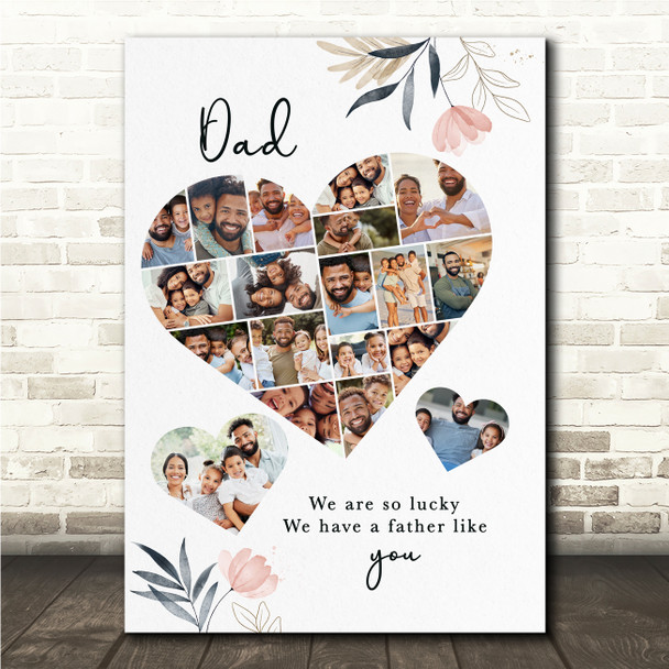 Photo Collage Father's Day Gift For Dad 19-Photo Any Occasion Print Canvas