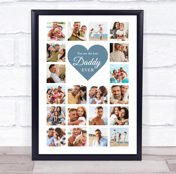 Photo Collage Father's Day Gift For Daddy 20-Photo Blue Heart Print Or Canvas Photo Collage Father's Day Gift For Daddy 20-Photo Blue Heart Print Or Canvas