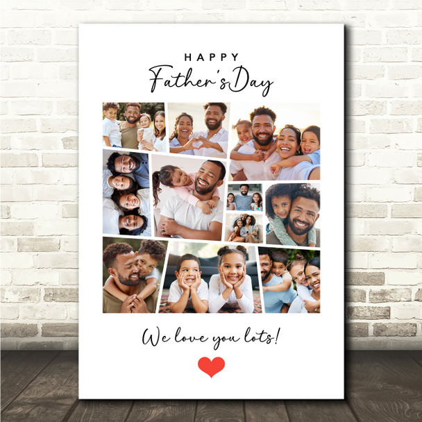 Photo Collage Custom Gift For Father's Day 11-Photo Red Heart Print Or Canvas Photo Collage Custom Gift For Father's Day 11-Photo Red Heart Print Or Canvas