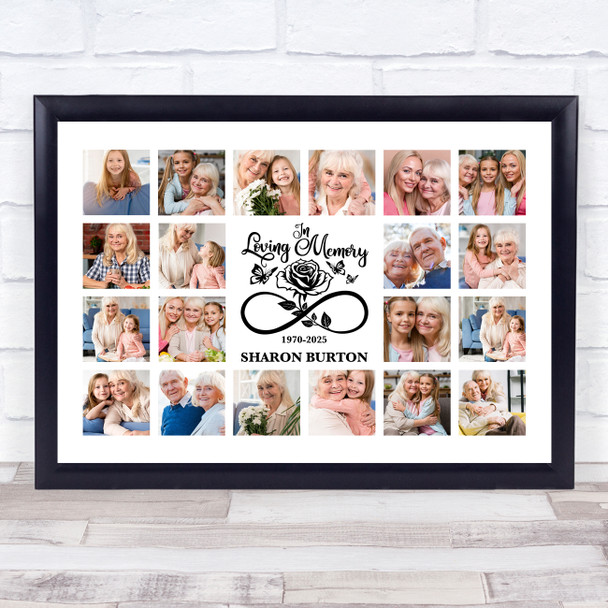 Photo Collage Memorial Gift For Anyone 20-Photo Infinity Rose Print Or Canvas